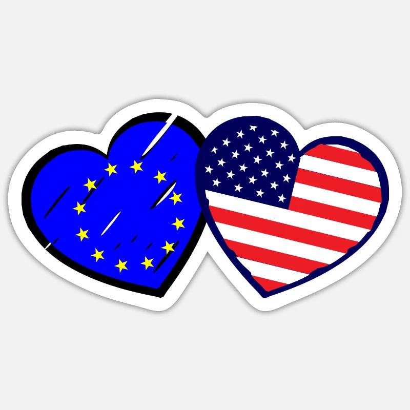 L’amour américain de l’Europe - Sticker taille S (10 x 10 cm) - blanc mat