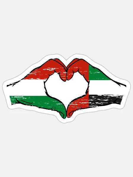 Ungarn Vereinigte Arabische Emirate Flagge Herz - Sticker Größe S (10 x 10 cm) - Mattweiß
