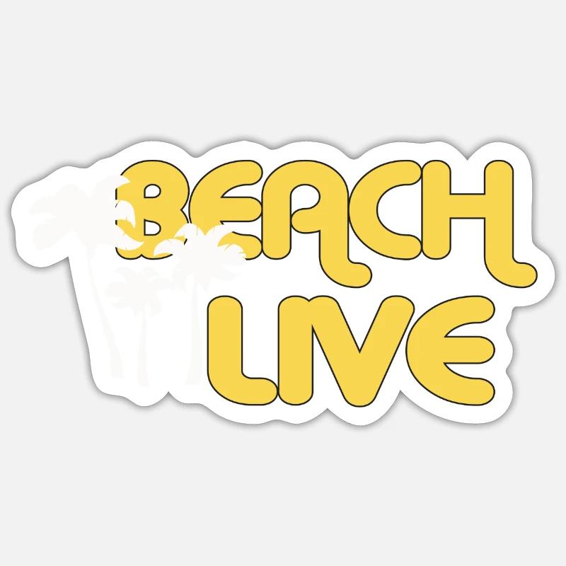 BEACH LIVE - Sticker Größe S (10 x 10 cm) - Mattweiß