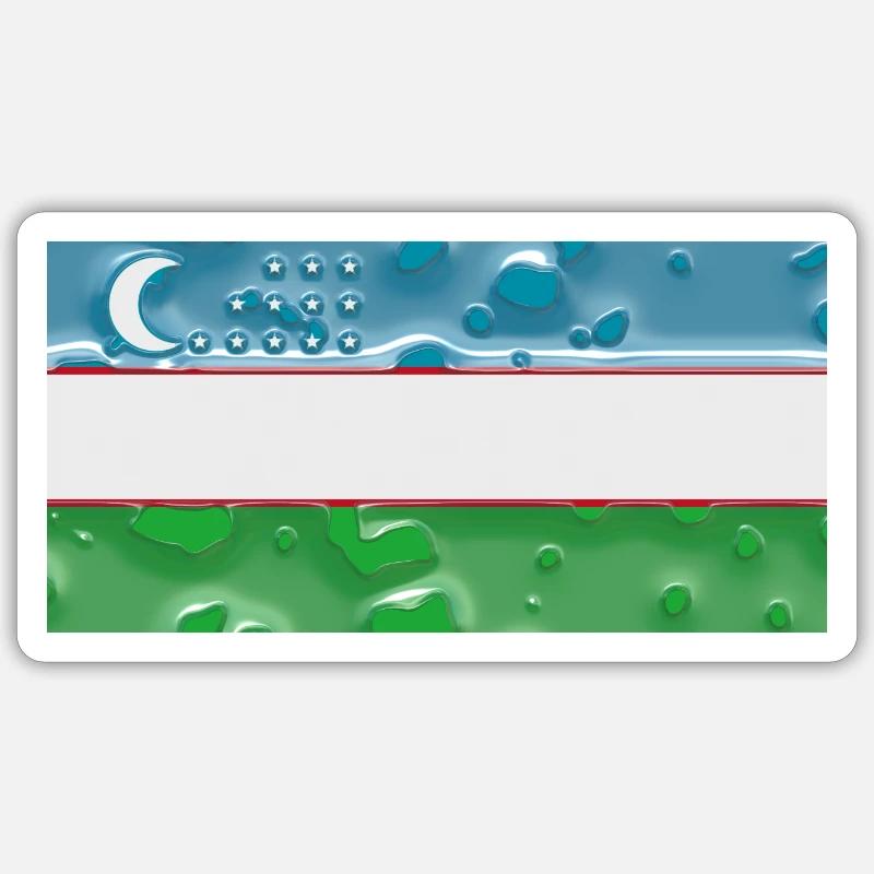 Ouzbékistan - Sticker taille S (10 x 10 cm) - blanc mat