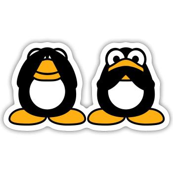 2 Penguins Talking Nothing See Mute Blind Friends - Sticker size S (10 x 10 cm) - white matte - Front