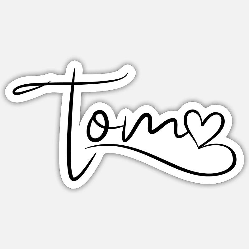 Tom Cognome Nome Cuore Decor - Sticker formato S (10 x 10 cm) - bianco opaco