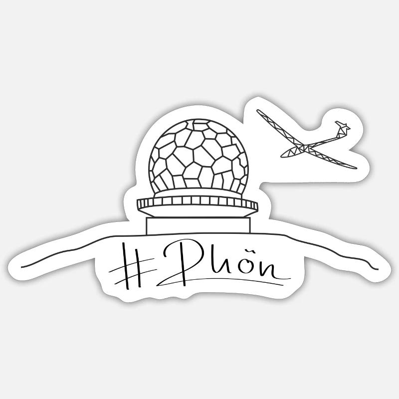 Radom avec planeur #Rhön - Sticker taille S (10 x 10 cm) - blanc mat