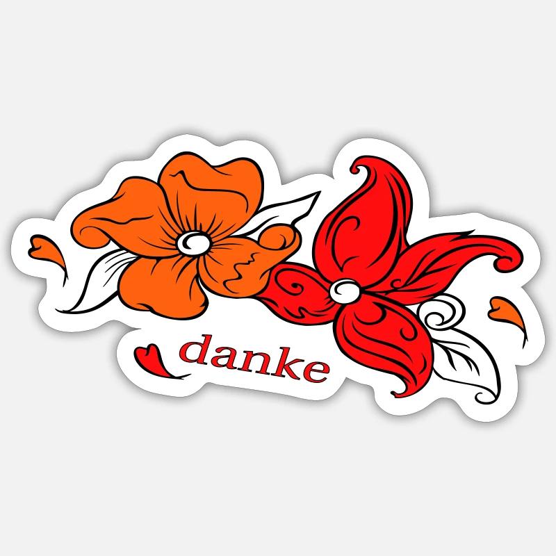 Blumengruß Danke - Sticker Größe S (10 x 10 cm) - Mattweiß
