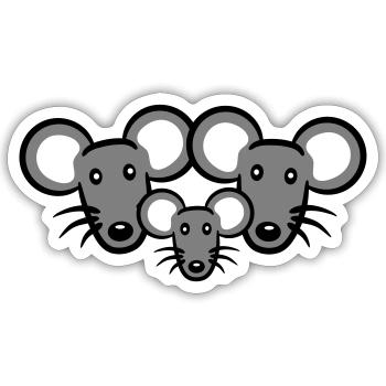 3 Mice Family Child Mom Dad Parents Row Cute - Sticker size S (10 x 10 cm) - white matte - Front