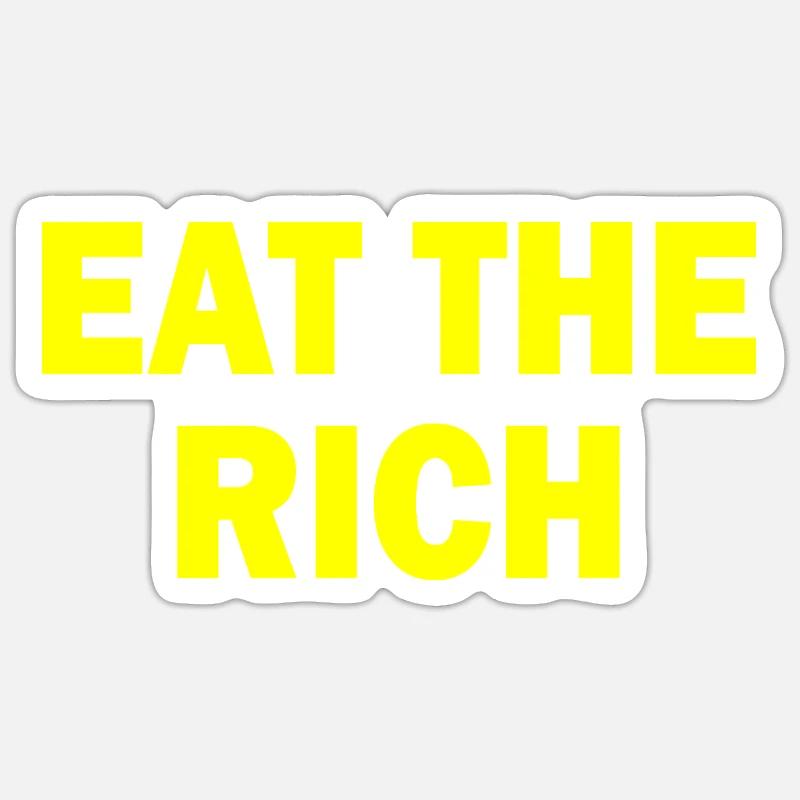 Eat the rich - Sticker taille S (10 x 10 cm) - blanc mat