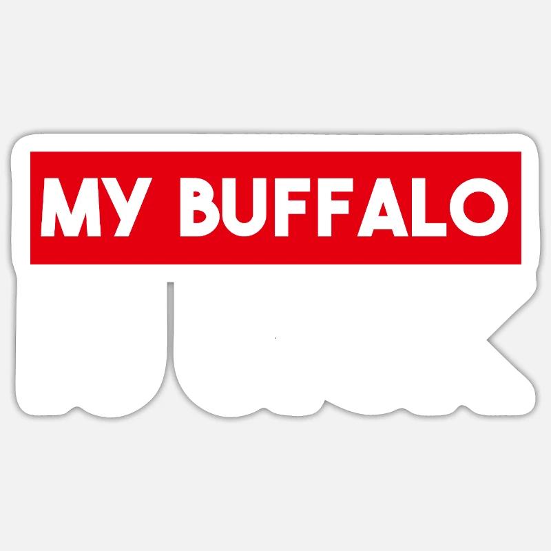 Mon bison est malade - Sticker taille S (10 x 10 cm) - blanc mat