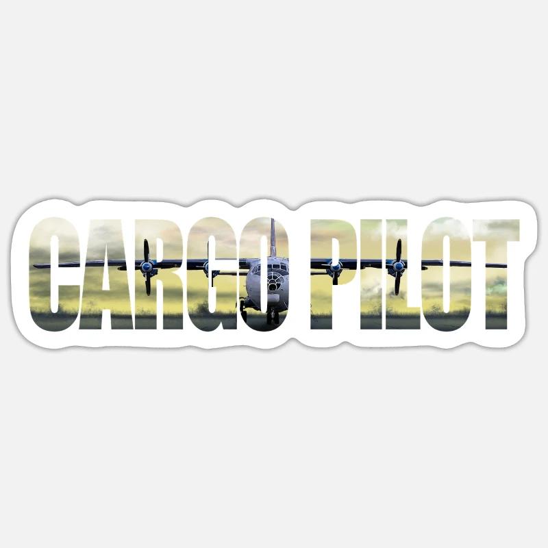 Pilote cargo An-12 - Sticker taille S (10 x 10 cm) - blanc mat