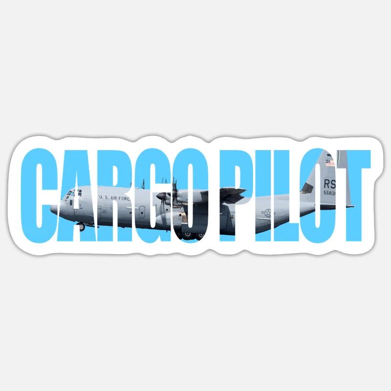 Pilote cargo C-130 - Sticker taille S (10 x 10 cm) - blanc mat