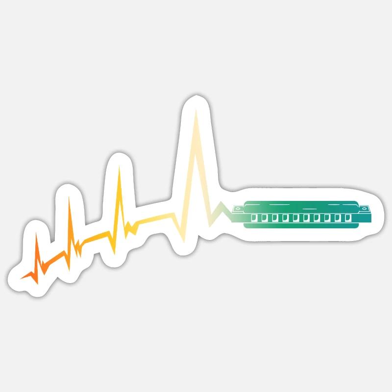 Harmonica Heartbeat Harmonica - Sticker size S (10 x 10 cm) - white matte