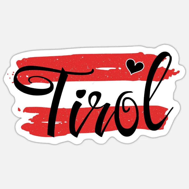 Drapeau Autriche Tyrol - Sticker taille S (10 x 10 cm) - blanc mat