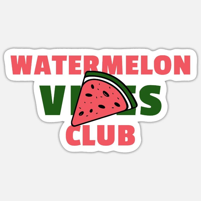 Watermelon Vibes Club – Pastèques - Sticker taille S (10 x 10 cm) - blanc mat