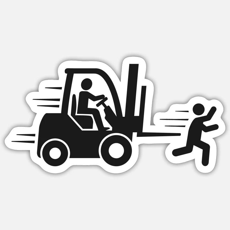 Gabelstapler Lagerarbeiter Staplerfahrer Lagerist - Sticker Größe S (10 x 10 cm) - Mattweiß