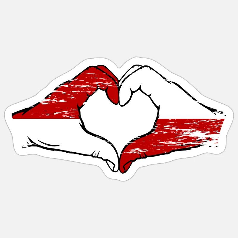 Drapeau de Monaco Pologne Forme de main Forme de coeur Utilisé Sticker taille S (10 x 10 cm)