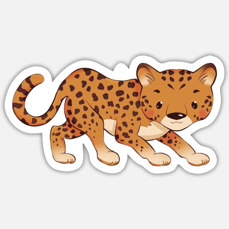 Léopard - Sticker taille S (10 x 10 cm) - blanc mat