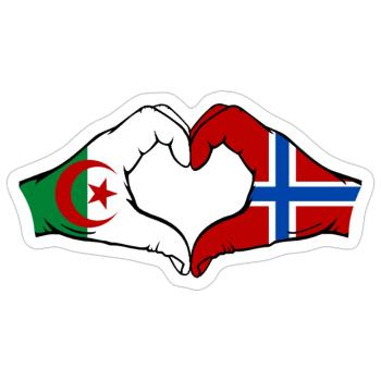 Algeria Norway Flag Hands Heart Shape - Sticker size S (10 x 10 cm) - white matte - Front