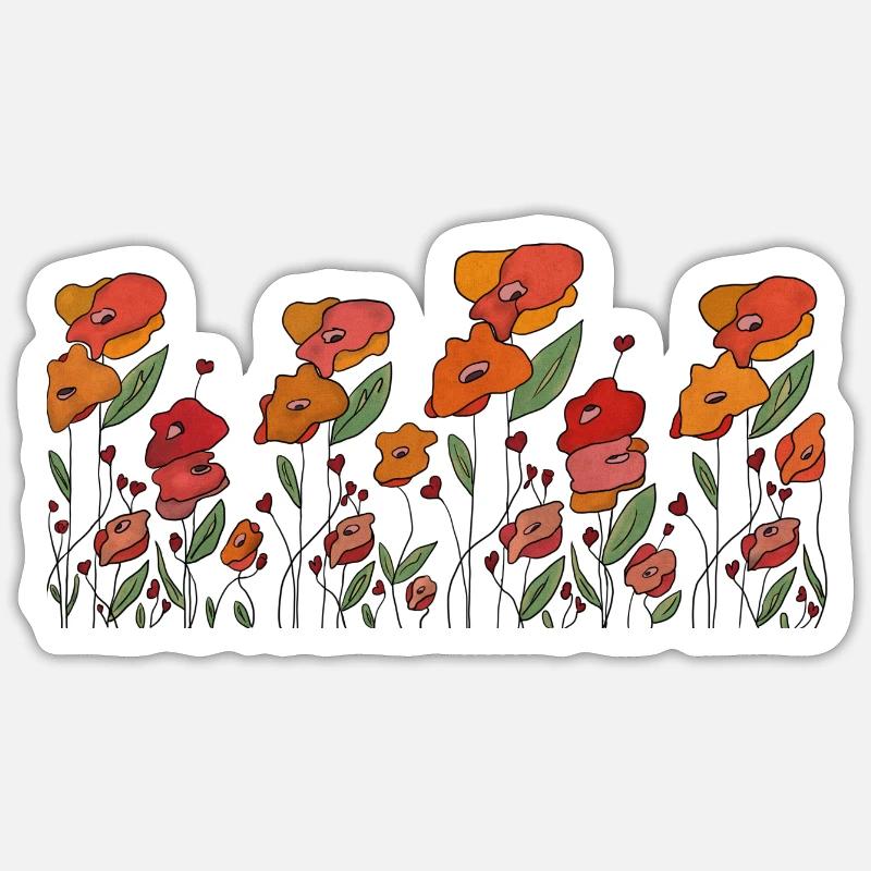 Mohnborte - Sticker Größe S (10 x 10 cm) - Mattweiß