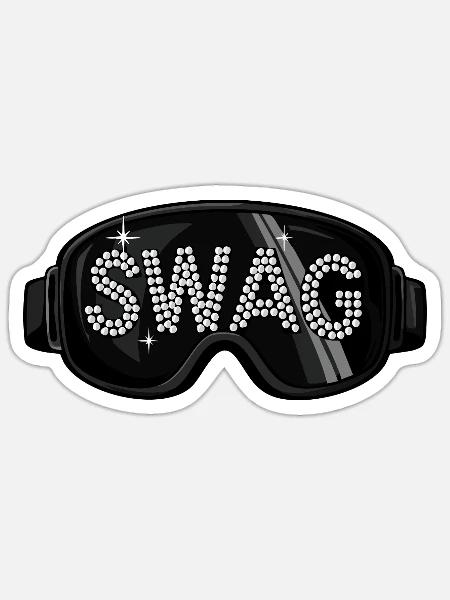 SWAG Ski Brille - Aggu Style - Sticker Größe S (10 x 10 cm) - Mattweiß