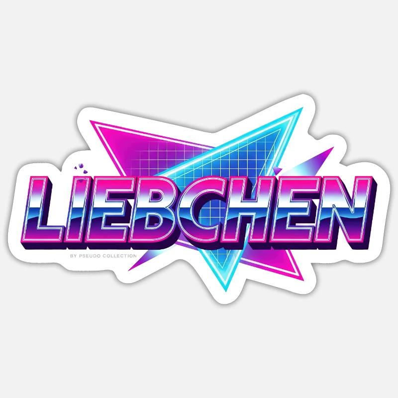 Fun-Shirt "Liebchen" – Typografie - Synthwave Sticker Größe S (10 x 10 cm)