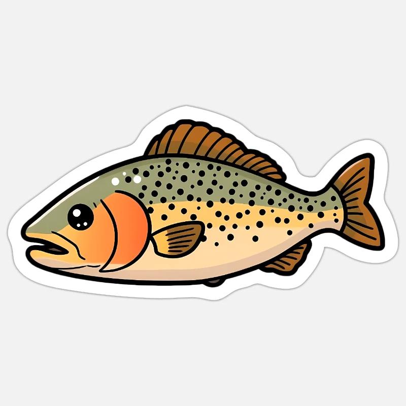 pesce trota - Sticker formato S (10 x 10 cm) - bianco opaco