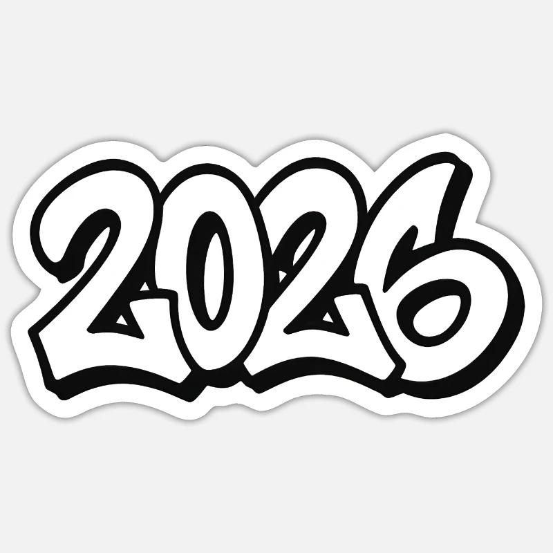 Year 2026 Graffiti Design - Sticker size S (10 x 10 cm) - white matte