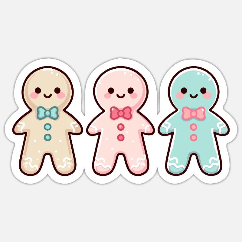 Kawaii Gingerbread Cookies Pattern - Sticker size S (10 x 10 cm) - white matte