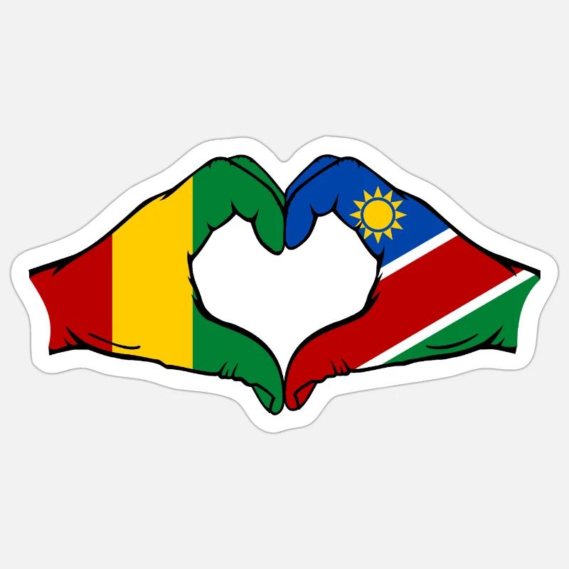 Guiena Namibia Flag Hands Heart Shape - Sticker size S (10 x 10 cm) - white matte