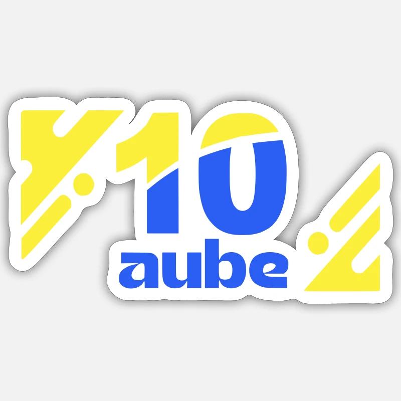 Dix Aube Logo Bleu Jaune - Sticker taille S (10 x 10 cm) - blanc mat