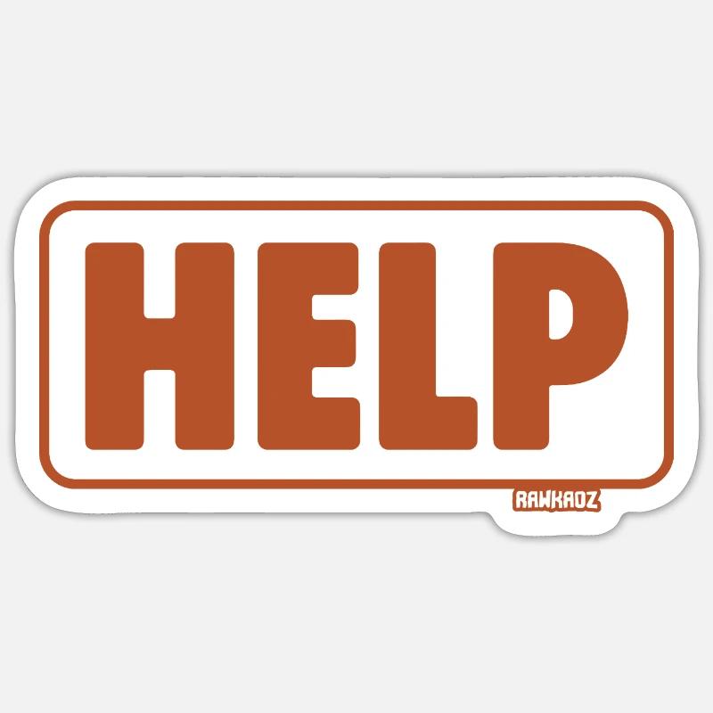 Emergency Sign Retro Design Help - Sticker size S (10 x 10 cm) - white matte