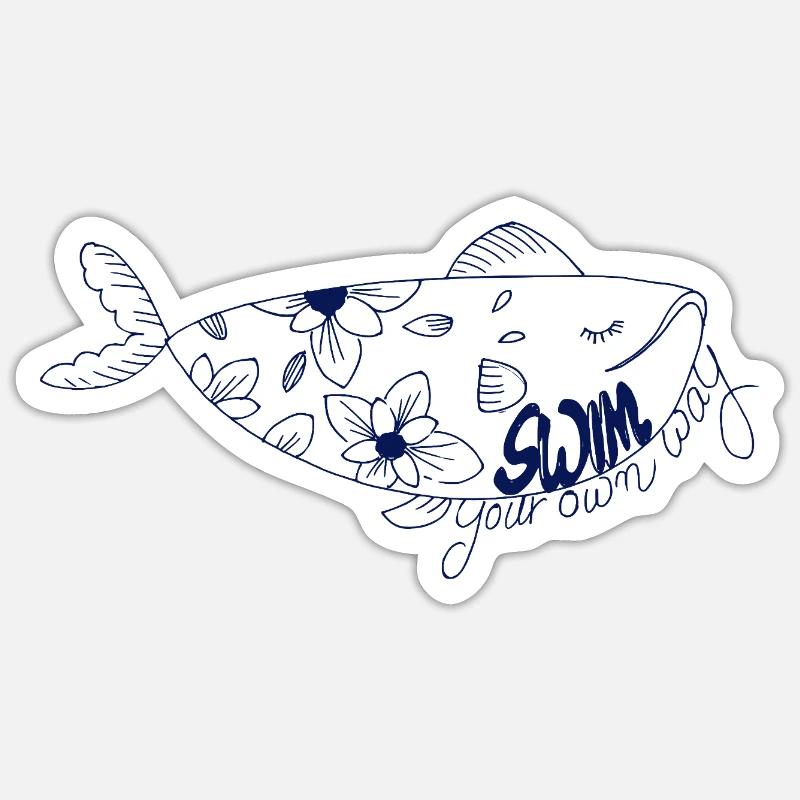 Schwimm deinen eigenen Weg - Sticker Größe S (10 x 10 cm) - Mattweiß