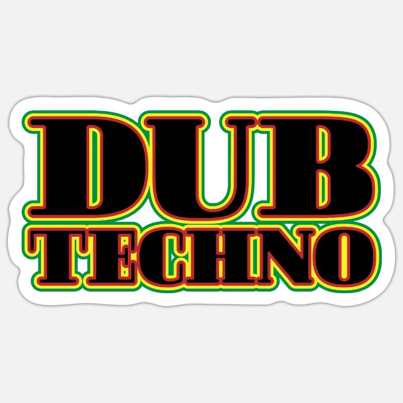 Dub Techno Neon Rétro - Sticker taille S (10 x 10 cm) - blanc mat