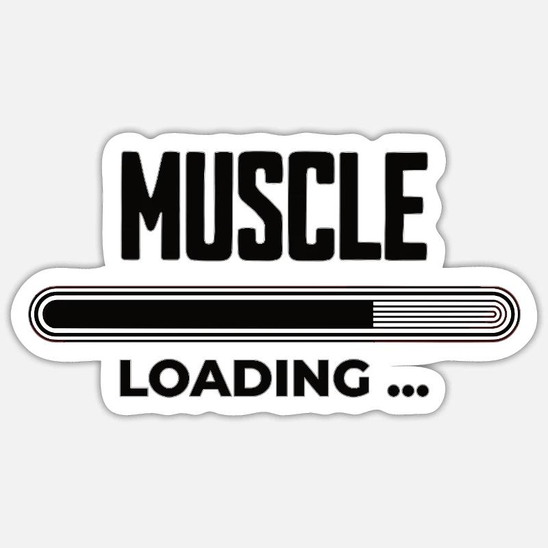 Muskel Loading Fortschritt - Sticker Größe S (10 x 10 cm) - Mattweiß