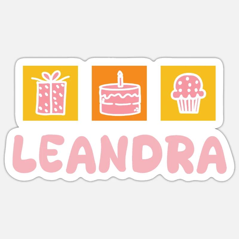 Prénom Leandra - Sticker taille S (10 x 10 cm) - blanc mat