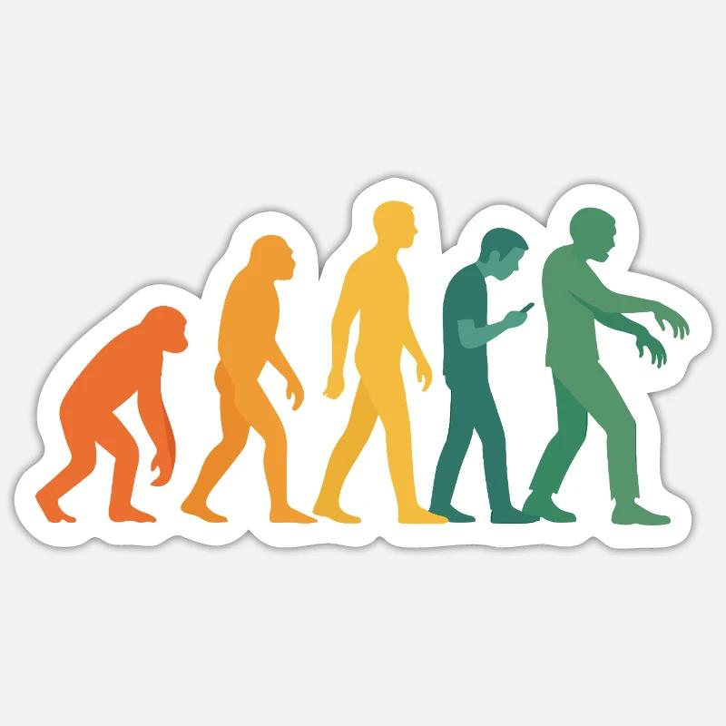 Evolution Silhouette Farbverlauf - Sticker Größe S (10 x 10 cm) - Mattweiß