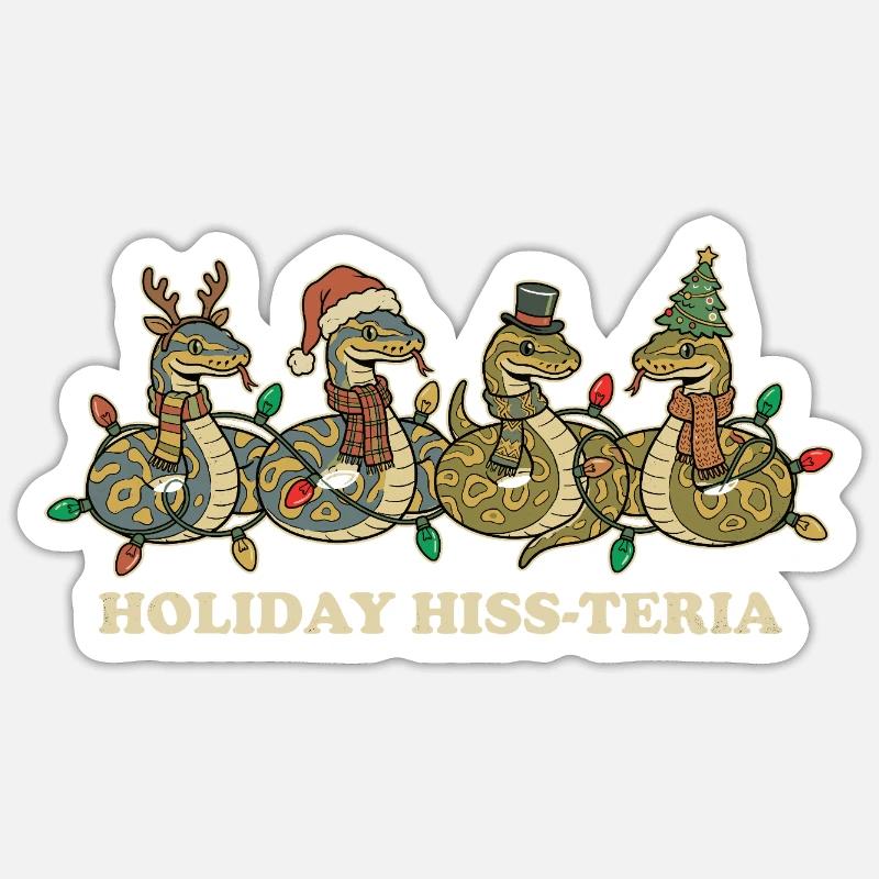 Königspython Weihnachtsbeleuchtung Geschenk - Sticker Größe S (10 x 10 cm) - Mattweiß