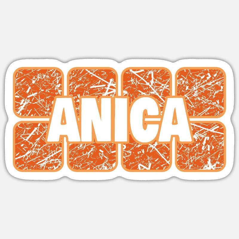 Anica comme prénom - Sticker taille S (10 x 10 cm) - blanc mat