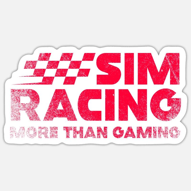 Sim Racing Neon Checkered Logo - Sticker size S (10 x 10 cm) - white matte