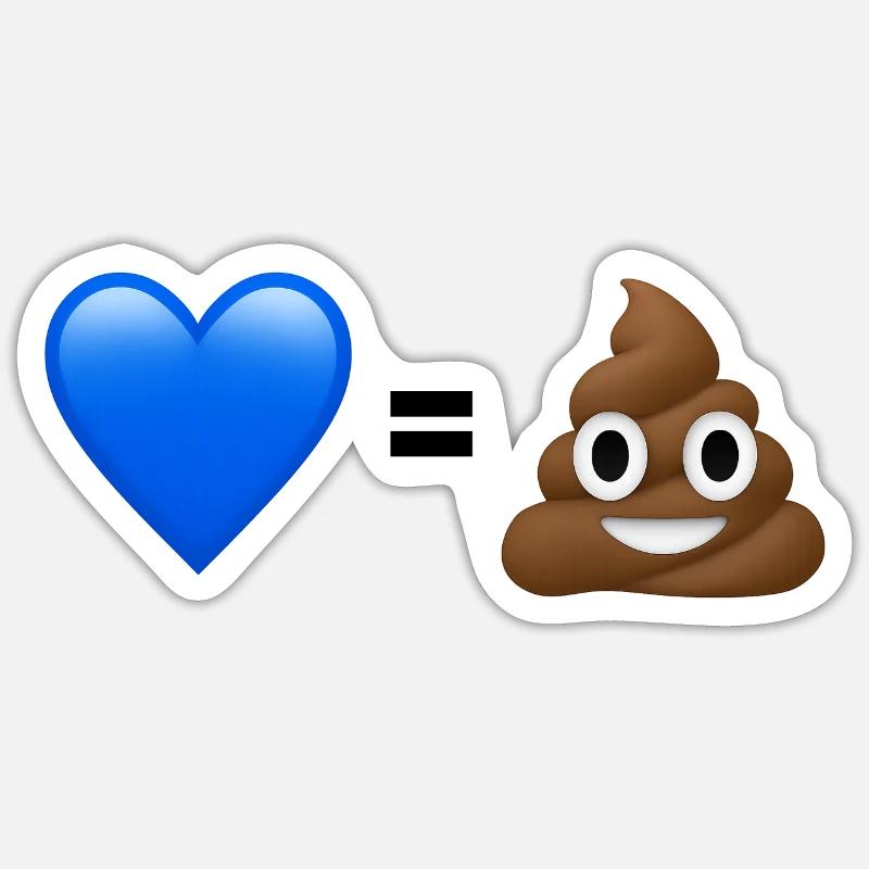 AfD est nul - 💙 = 💩 (Bright Design) - Sticker taille S (10 x 10 cm) - blanc mat
