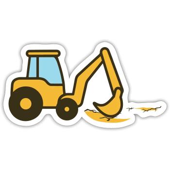 Excavatrice à dessins animés dans le sable - Sticker taille S (10 x 10 cm) - blanc mat - Devant