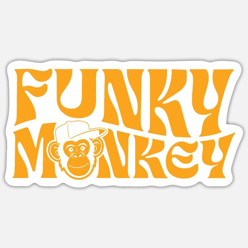 Funky Monkey Retro-Typografie Sticker Größe S (10 x 10 cm)