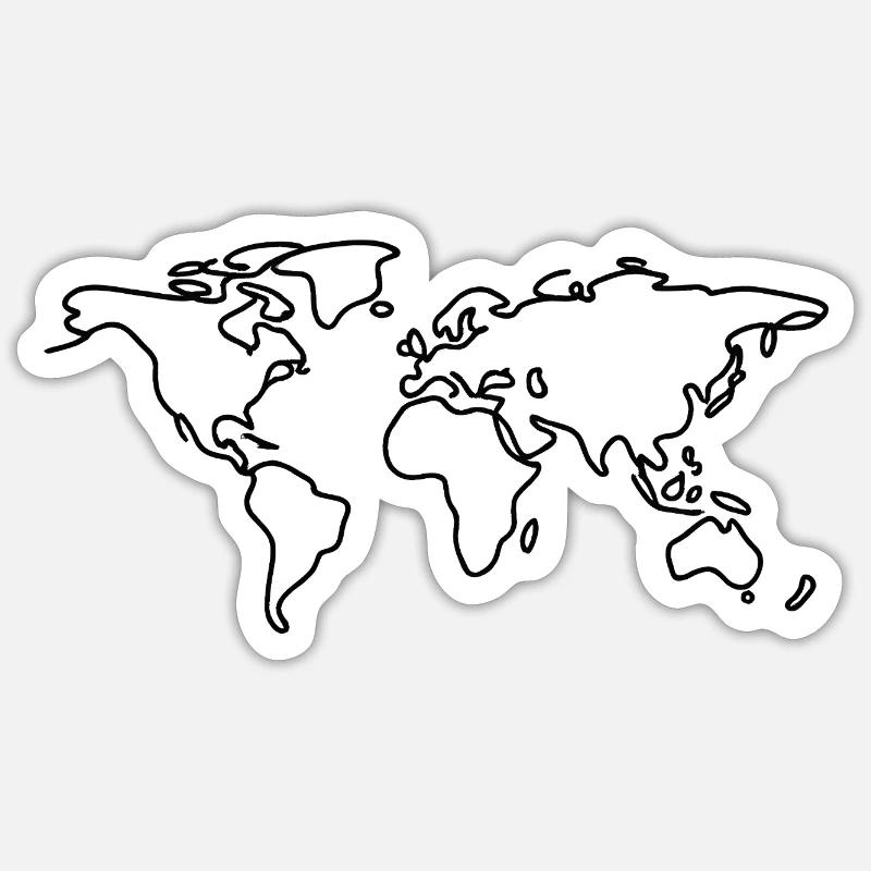 World Map Line Art - Sticker size S (10 x 10 cm) - white matte