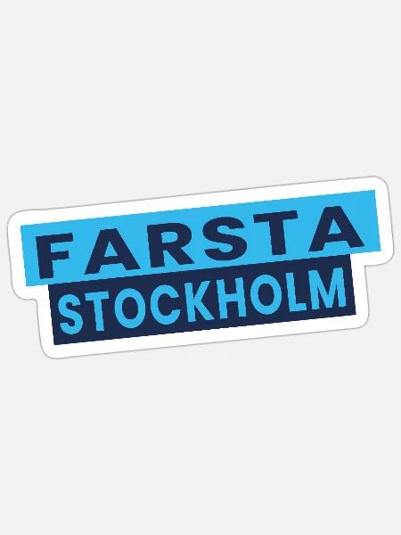 Farsta Stockholm Blaue Typografie-Layout - Sticker Größe S (10 x 10 cm) - Mattweiß
