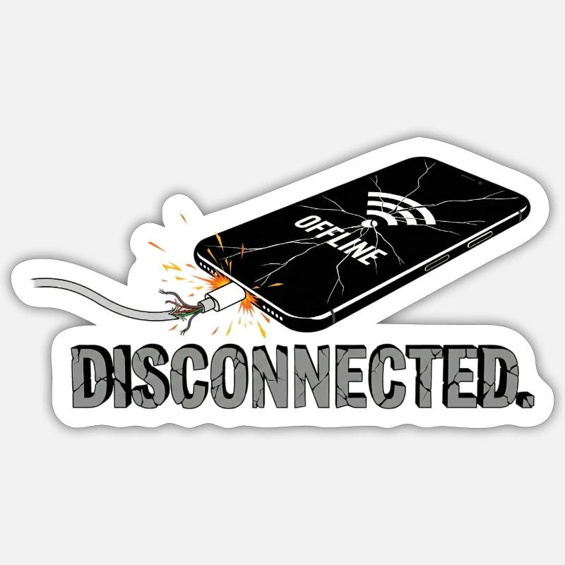Déconnecté - Pause numérique - Sticker taille S (10 x 10 cm) - blanc mat