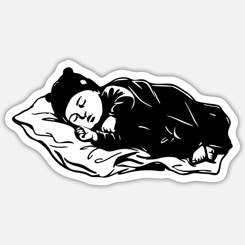 Bébé qui dort  - Sticker taille S (10 x 10 cm) - blanc mat