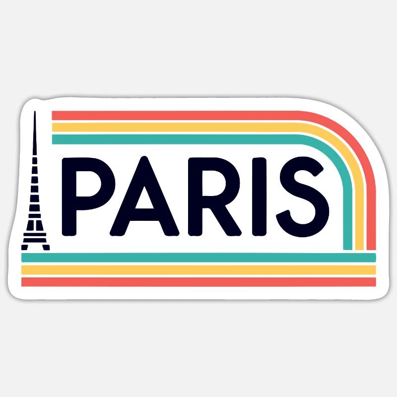 Paris Rainbow Retro - Sticker size S (10 x 10 cm) - white matte