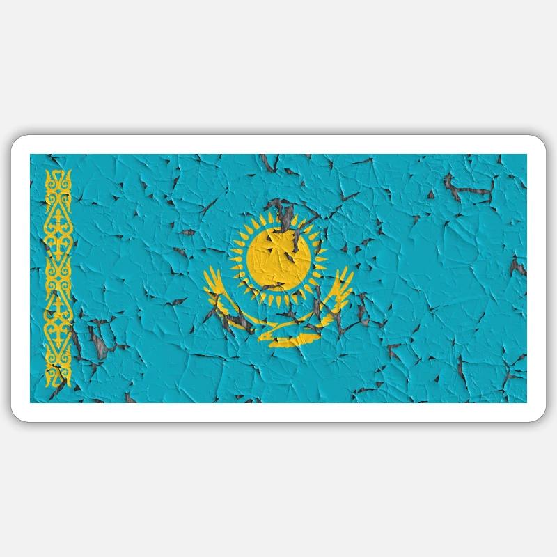 Drapeau du Kazakhstan - Sticker taille S (10 x 10 cm) - blanc mat