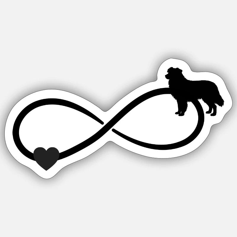Australian Sheperd Herz Unendlichkeit  - Sticker Größe S (10 x 10 cm) - Mattweiß