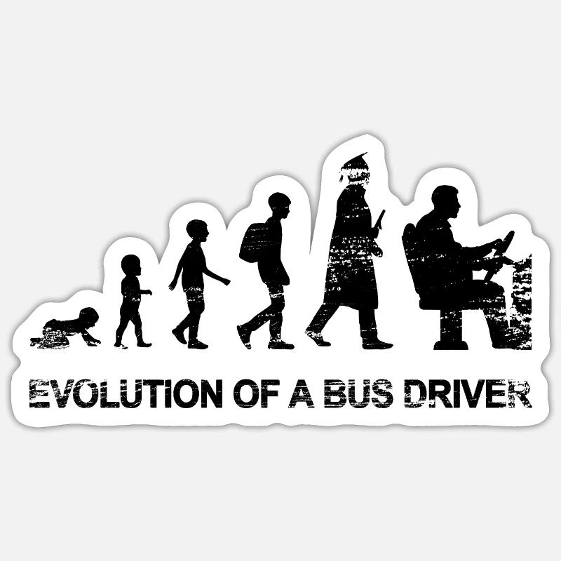 Entwicklung eines Busfahrers - Sticker Größe S (10 x 10 cm) - Mattweiß