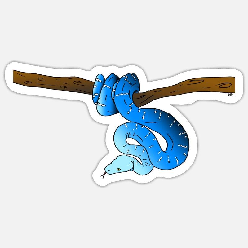 Serpent Bleu - Sticker taille S (10 x 10 cm) - blanc mat