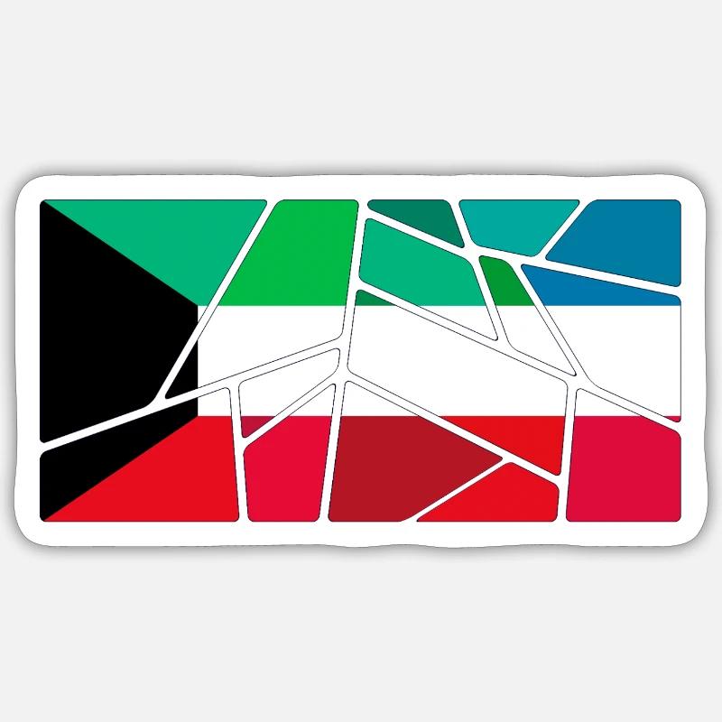 Pavillon Koweït - Sticker taille S (10 x 10 cm) - blanc mat